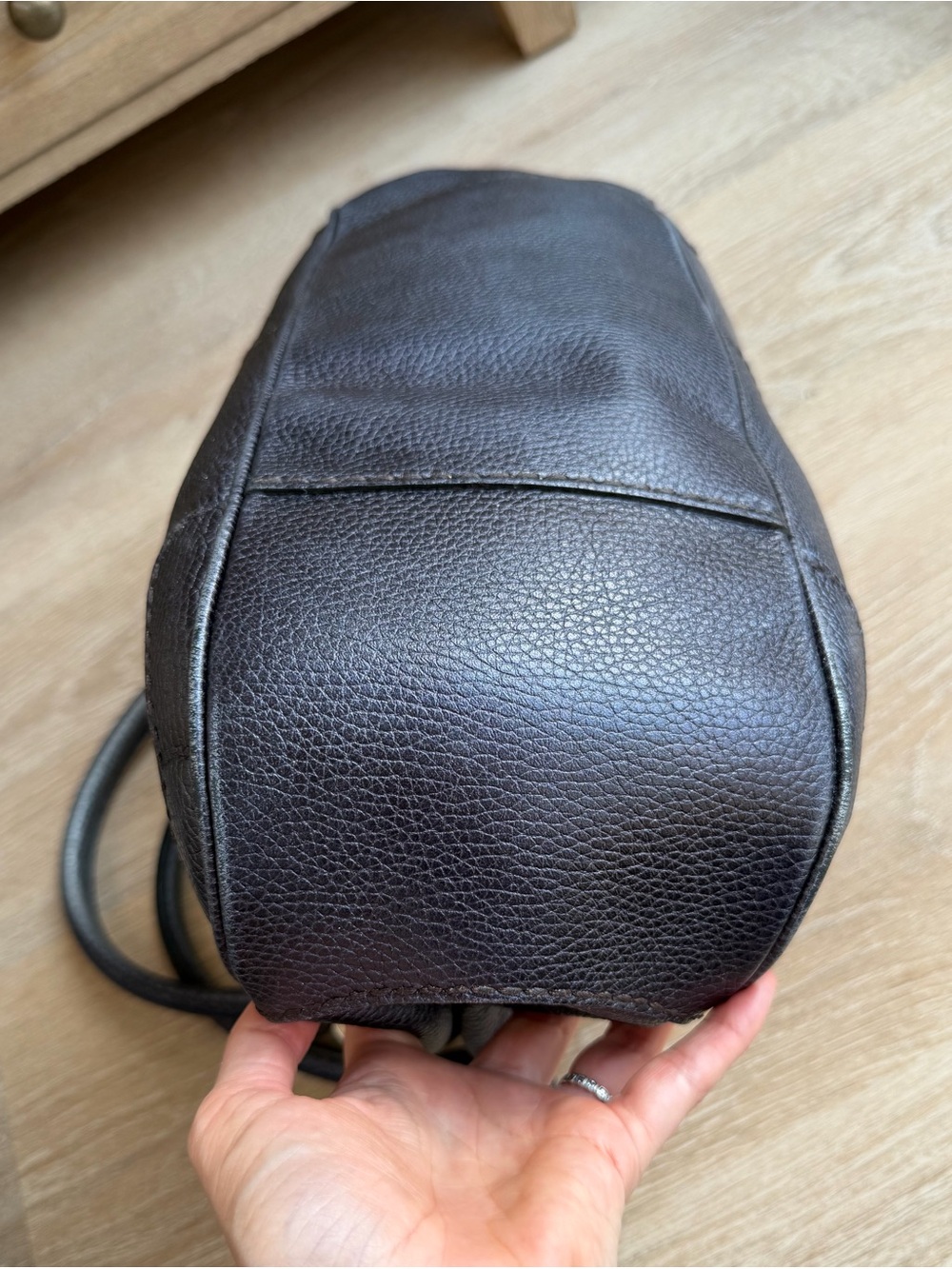 TODS Black Subtle Metallic Leather Hobo Shoulder Bag - Picture 10 of 12